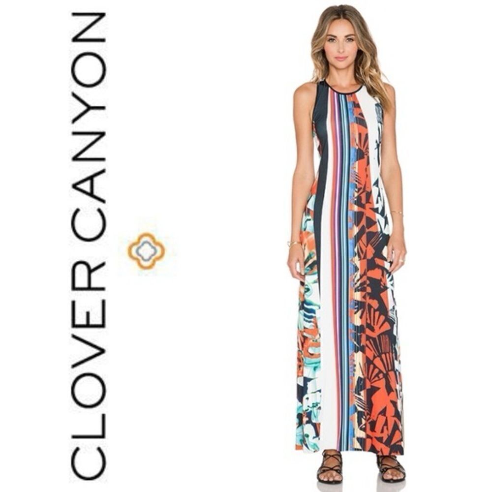 Clover Canyon x REVOLVE Ink Strokes Racerback Multicolored Maxi dress sz medium